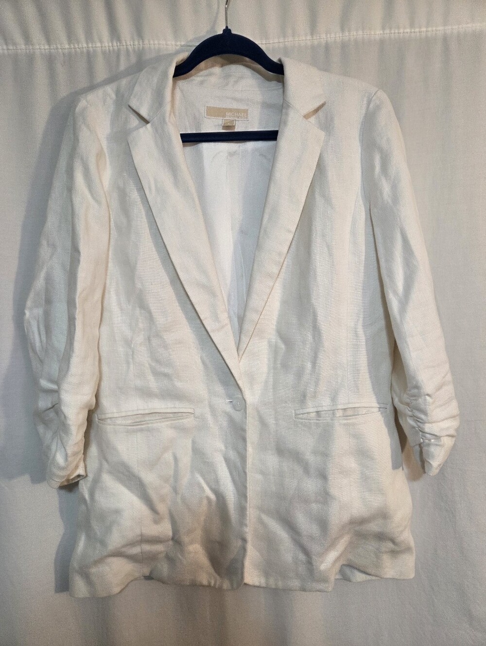 Michael Kors Size 8 Ivory 100% Linen Single Button Blazer